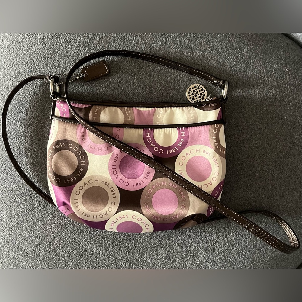 Women’s Coach C Logo Purple / Brown Authentic Crossbody Shoulder Purse